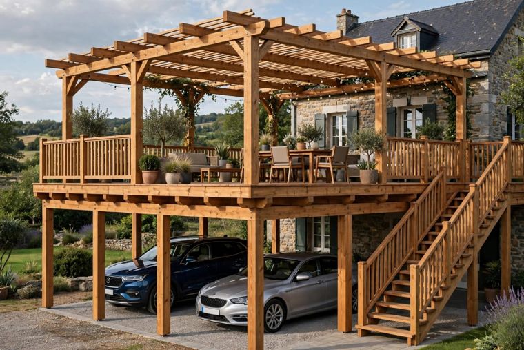 Carport mit Dachterrasse